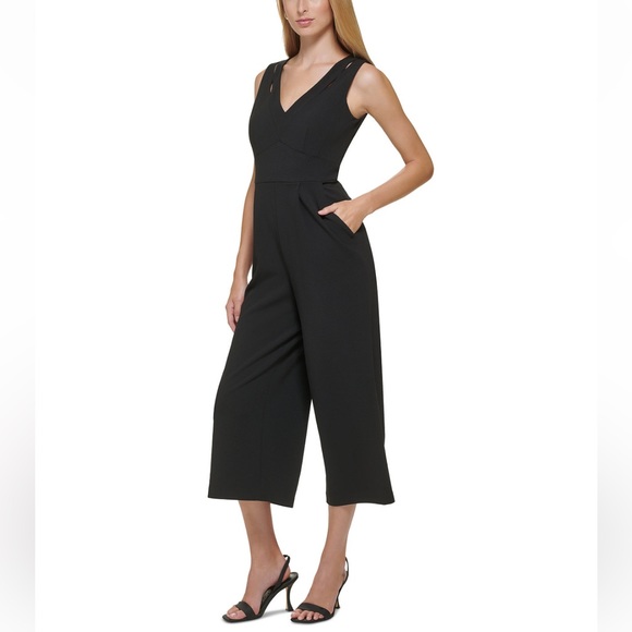 Calvin Klein V-Neck Flared-leg Jumpsuit - Picture 4 of 4